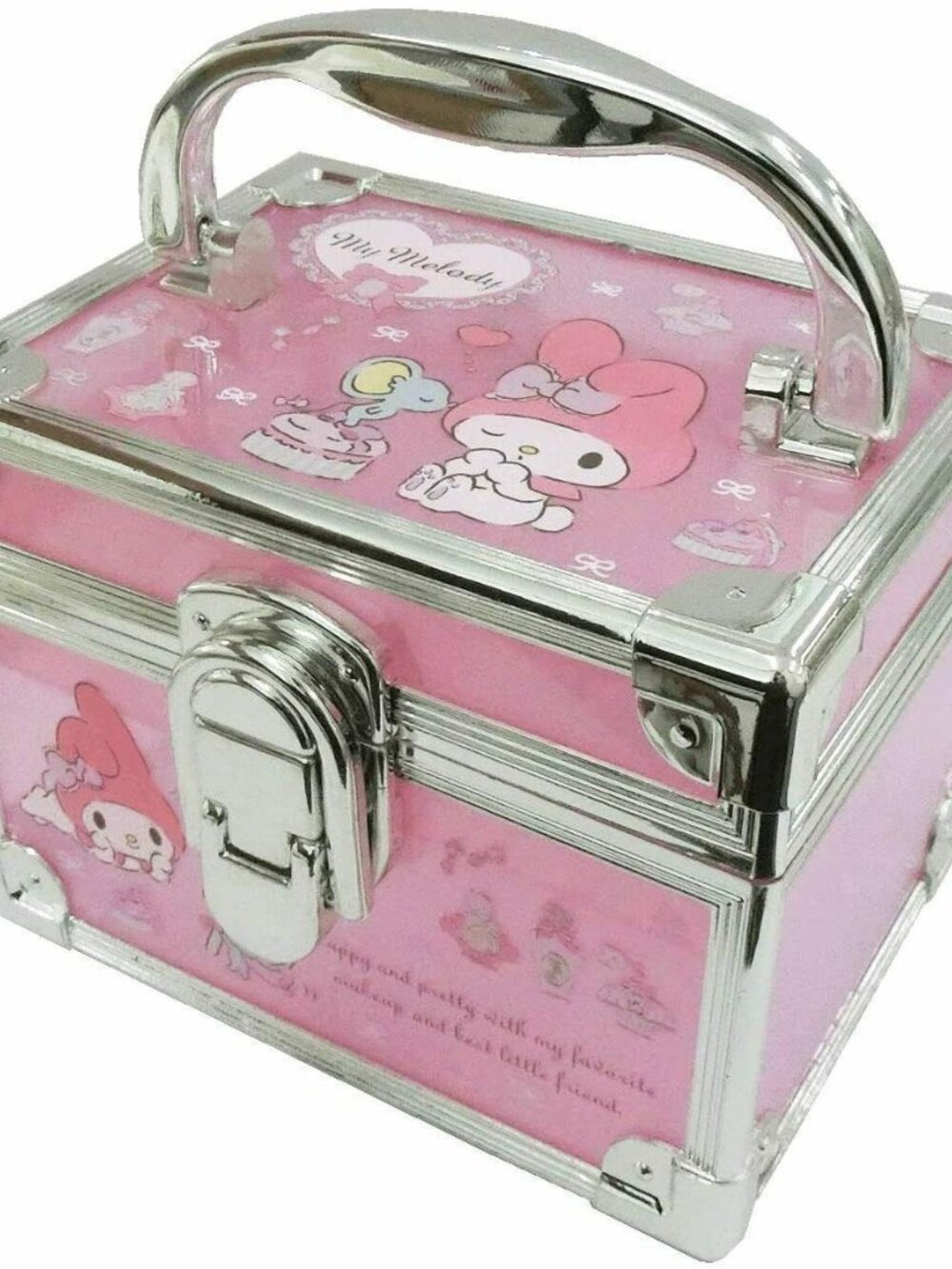 Rare Japan Sanrio Hello Kitty Pink Mini Vanity Case With Partition Tray